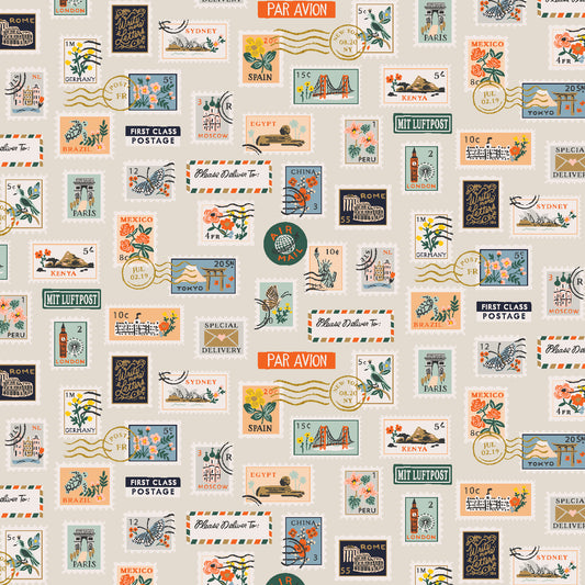 BON VOYAGE | Postage Stamps in Flax Metallic