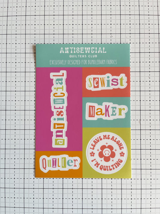 ANTISEWCIAL QUILTERS CLUB | Antisewcial Sticker Sheet