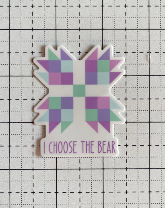 ANTISEWCIAL QUILTERS CLUB | I Choose the Bear Sticker Blue/Purple