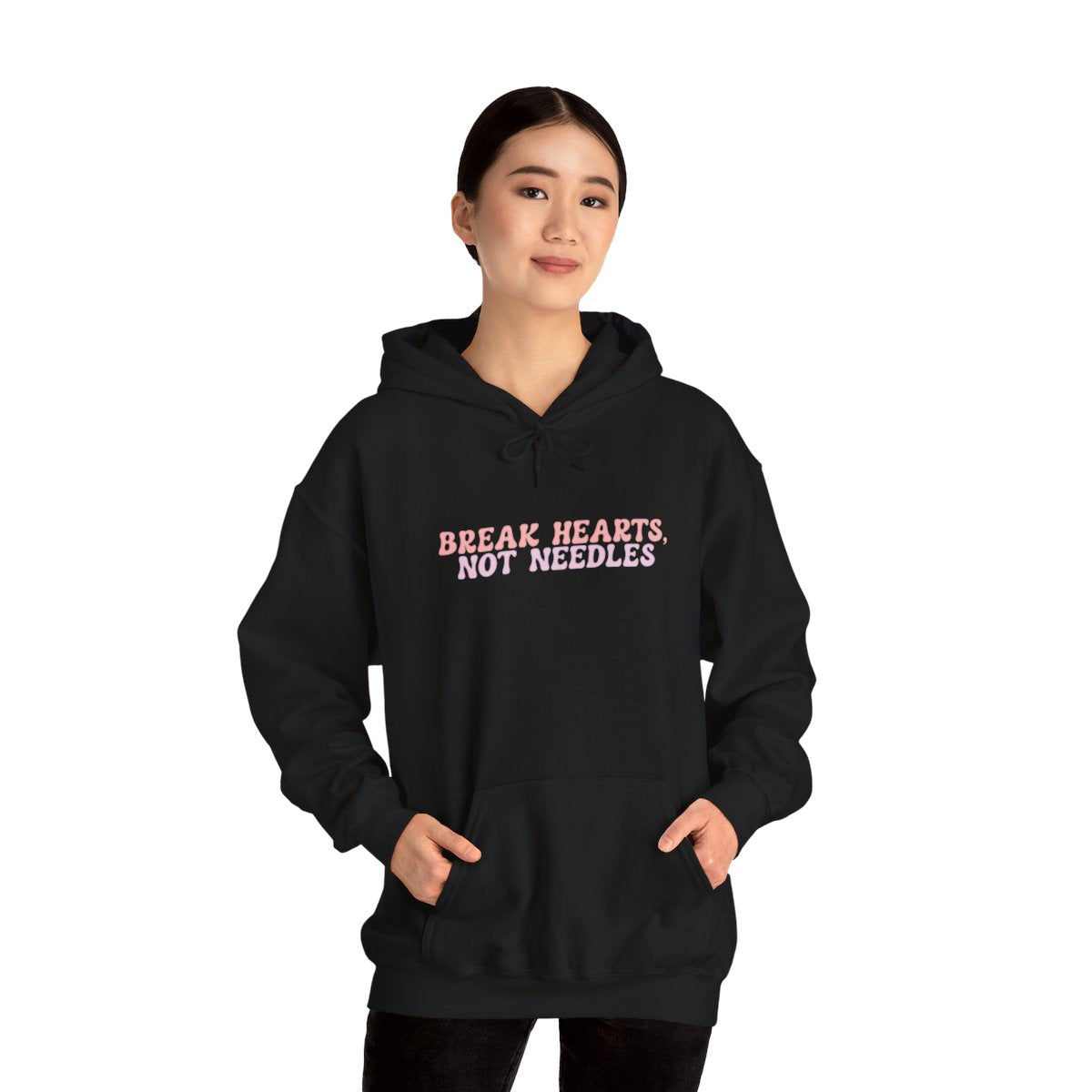 ANTISEWCIAL QUILTERS CLUB | Break Hearts Not Needles Hoodie in Black