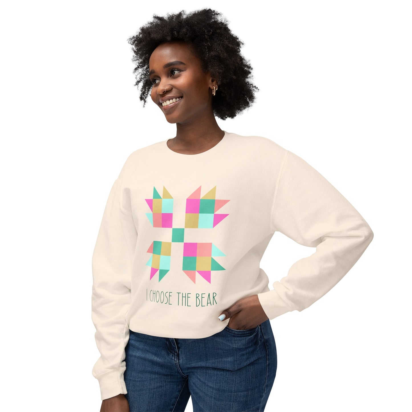 BBF MERCH | I Choose the Bear Sweatshirt in Ivory Rianbow