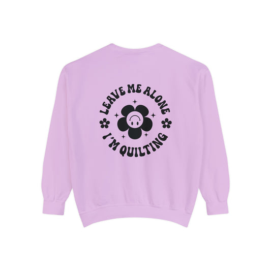 BBF MERCH | Leave Me Alone I'm Quilting Sweatshirt in Lilac (Back Graphic)