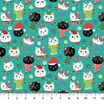 SANTA PAWS | Cats in Teal