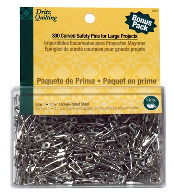 DRITZ | Curved Safety Pins in Nickel Plated Steel, 1 1/16" 300pc
