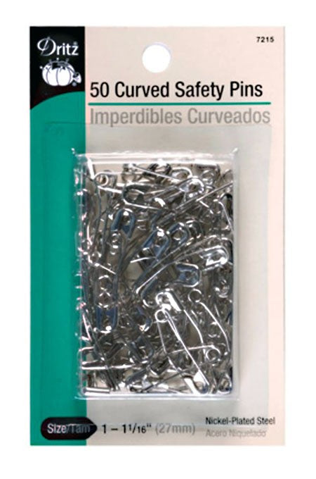 DRITZ | Curved Safety Pins in Nickel Plated Steel, 1 1/16" 50pc